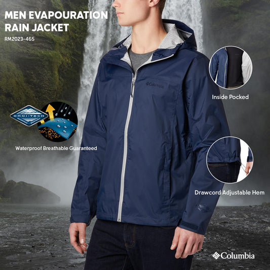 Columbia Men Navy Blue Evapouration Rain Jacket
