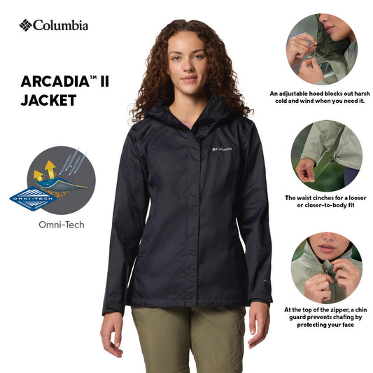 Columbia Womens Black Arcadia II Rain Jacket