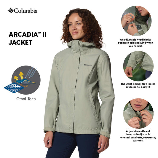 Columbia Womens Green Omni-Tech Arcadia II Rain Jacket