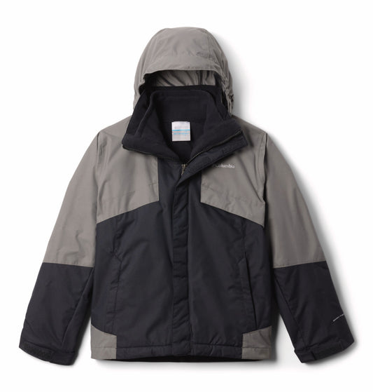 Columbia Kids Boys Black Omni-Heat Reflective Bugaboo III Fleece Hooded Interchange Jacket