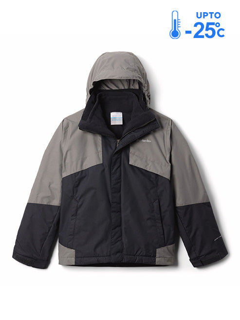 Columbia Kids Boys Black Omni-Heat Reflective Bugaboo III Fleece Hooded Interchange Jacket