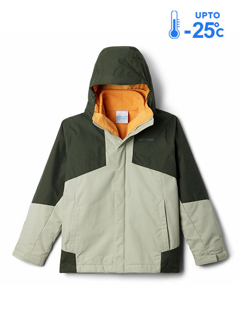 Columbia Kids Boys Green Omni-Heat Reflective Bugaboo III Fleece Hooded Interchange Jacket