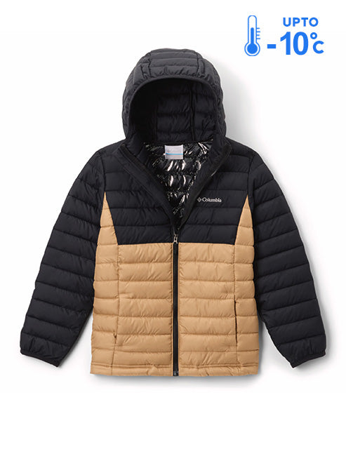 Columbia Kids Boys Brown Omni-Heat Reflective Powder Lite II Hooded Down Jacket