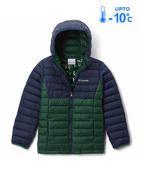 Columbia Kids Boys Green Omni-Heat Reflective Powder Lite II Hooded Down Jacket