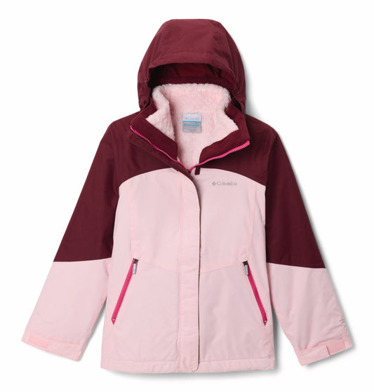 Columbia Kids Girls Pink Omni-Heat Reflective Bugaboo III Fleece Hooded Interchange Jacket