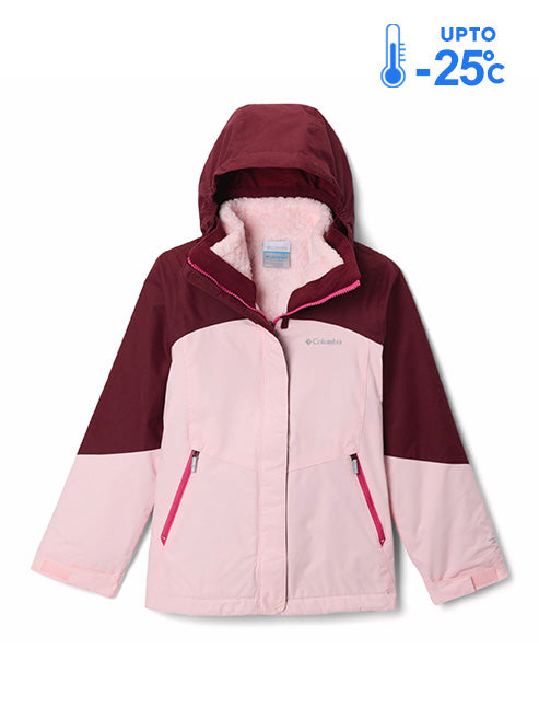 Columbia Kids Girls Pink Omni-Heat Reflective Bugaboo III Fleece Hooded Interchange Jacket