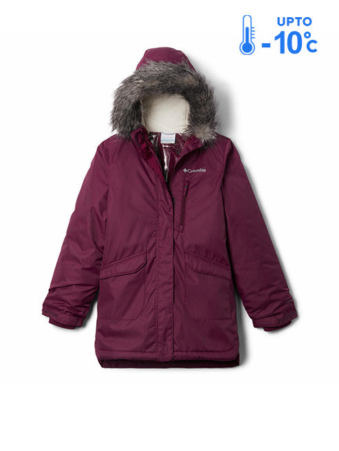 Columbia Kids Girls Purple Omni-Heat Reflective Suttle Mountain Long Hooded Down Jacket