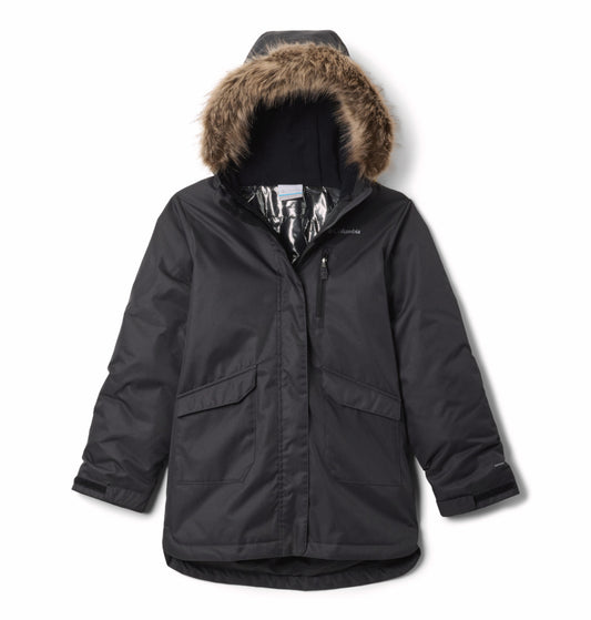 Columbia Kids Girls Black Omni-Heat Reflective Suttle Mountain II Long Hooded Down Jacket