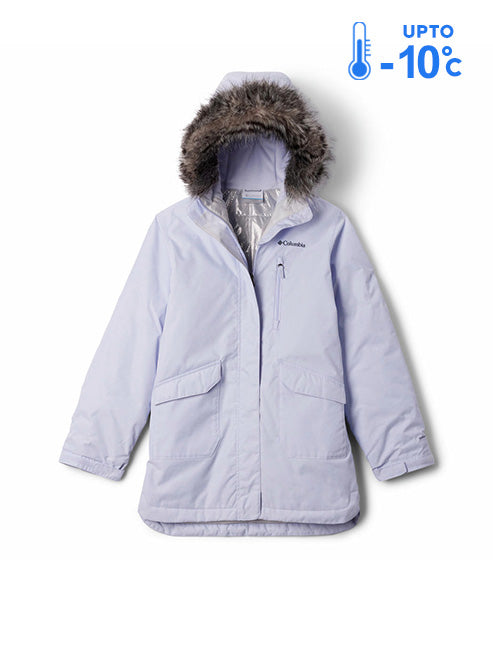 Columbia Kids Girls Purple Omni-Heat Reflective Suttle Mountain II Long Hooded Down Jacket