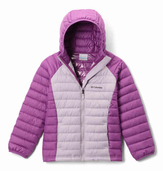 Columbia Kids Girls Purple Omni-Heat Reflective Powder Lite II Hooded Down Jacket