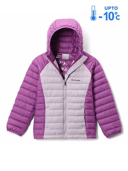 Columbia Kids Girls Purple Omni-Heat Reflective Powder Lite II Hooded Down Jacket