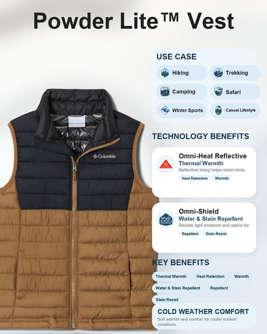 kids unisex brown omni heat reflective powder lite vest