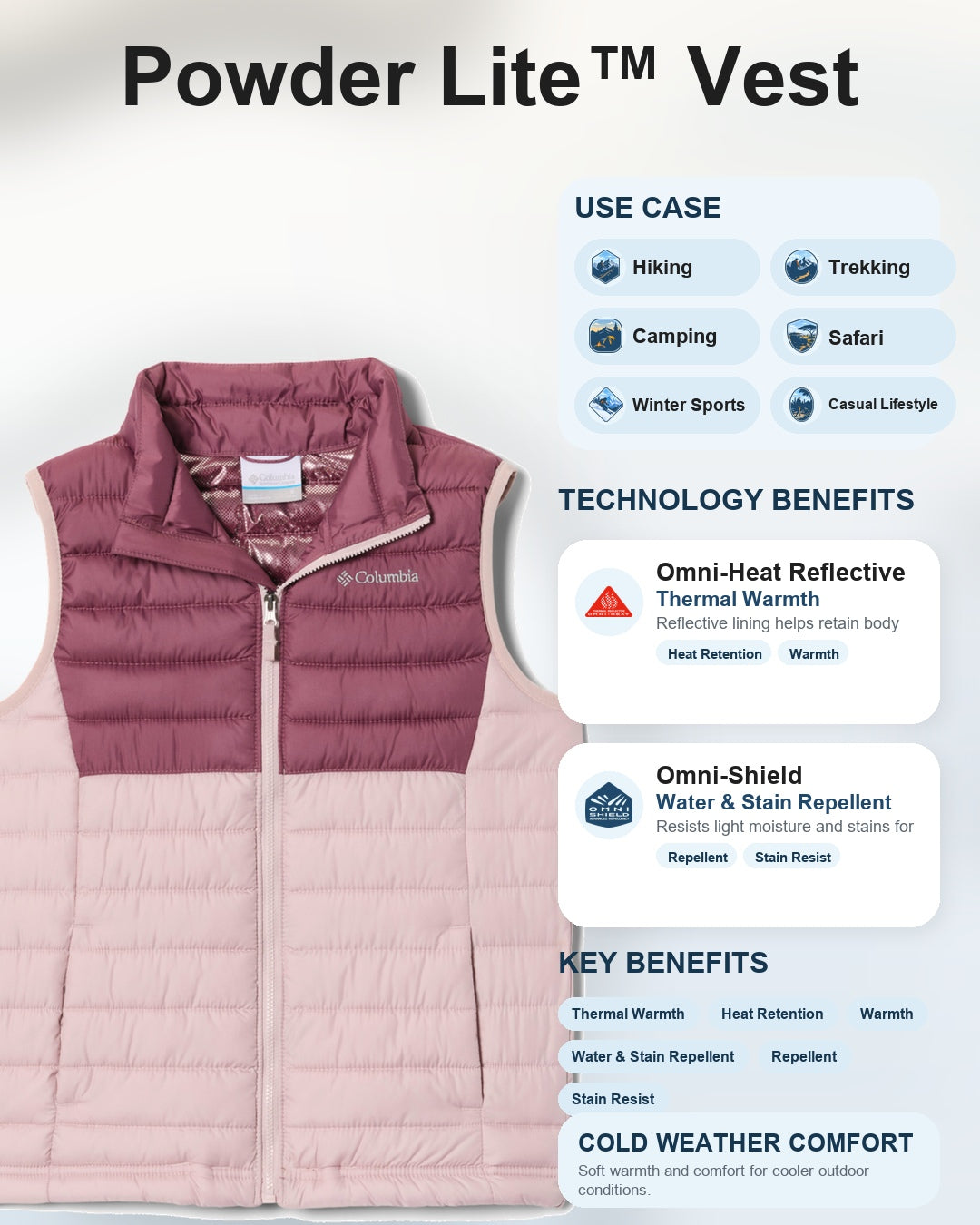 kids unisex red omni heat reflective powder lite vest
