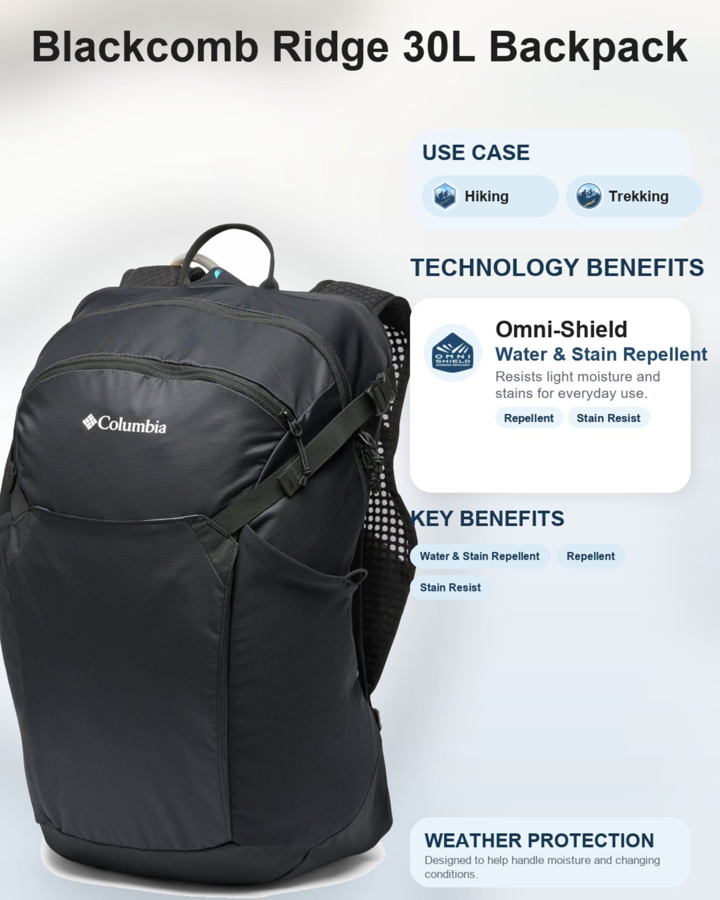 Columbia Unisex Black Omni-Shield Blackcomb Ridge 30L Backpack