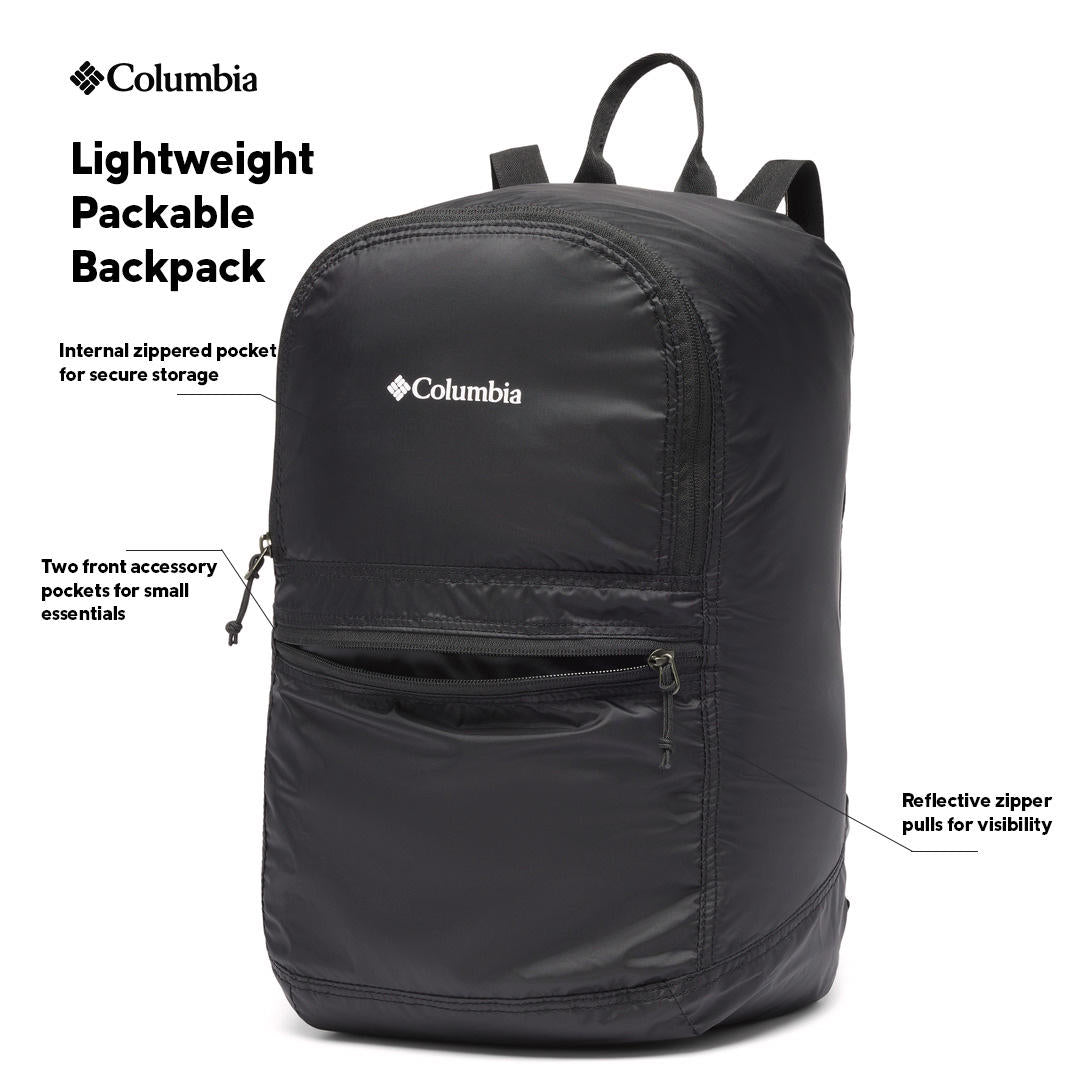 Columbia Unisex Black Lightweight Packable Backpack 19 L