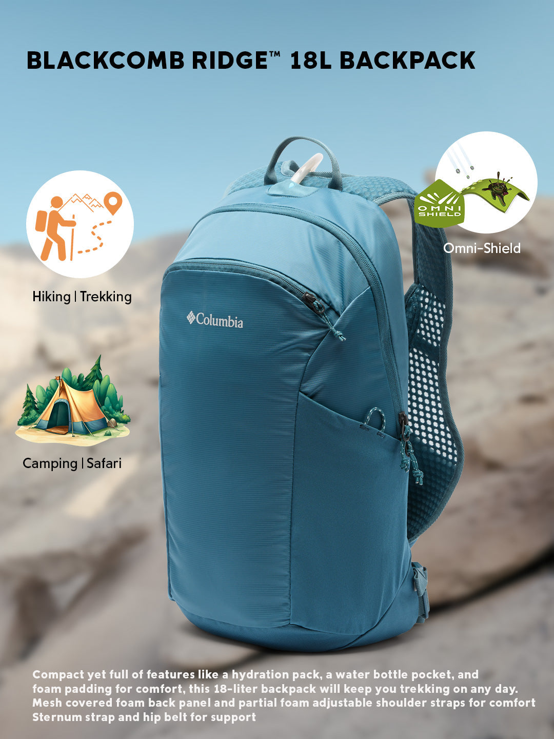 Columbia Unisex Blue Omni-Shield Blackcomb Ridge 18L Backpack