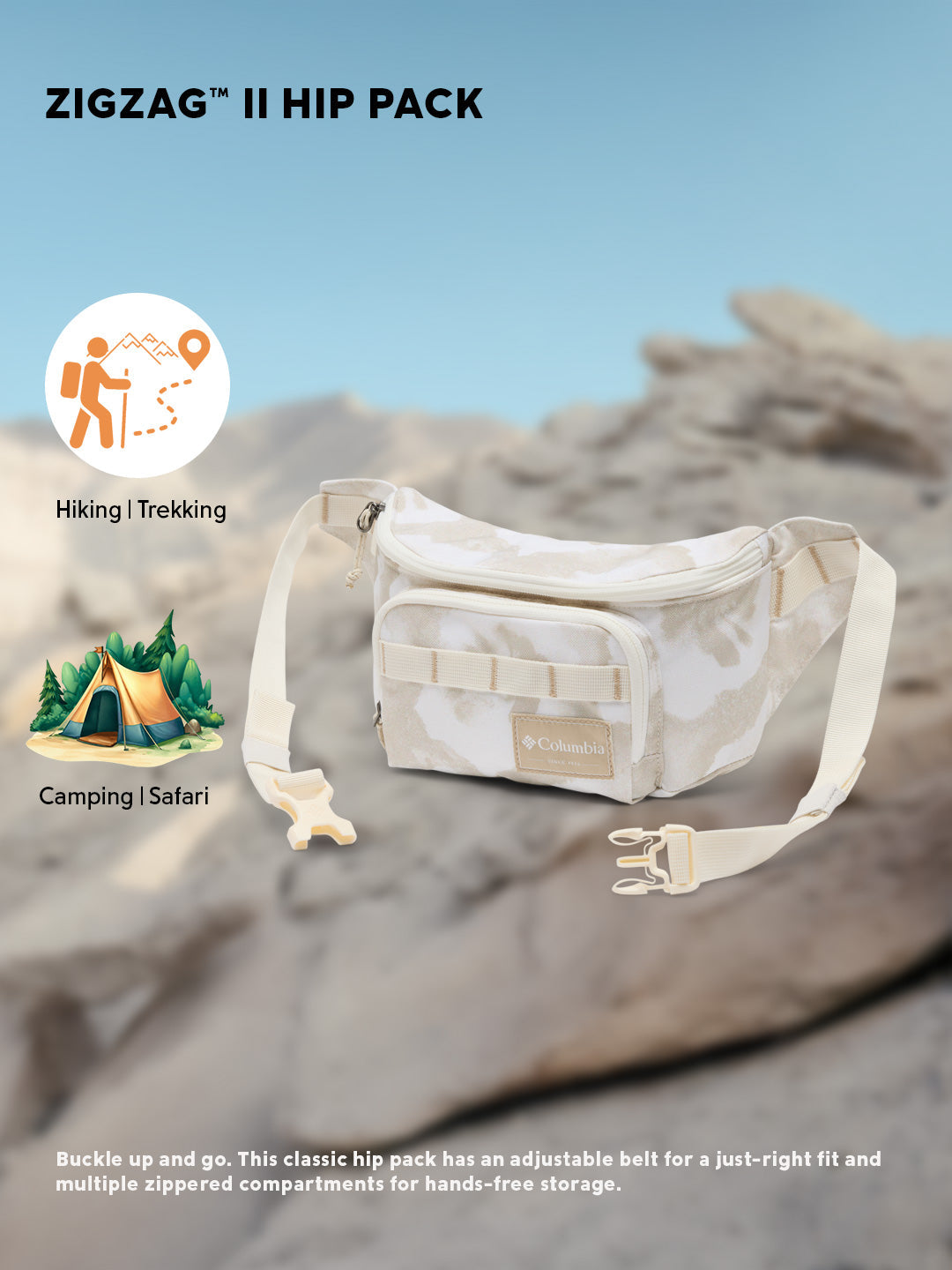 Columbia Unisex Off- White Zigzag II Hip Pack