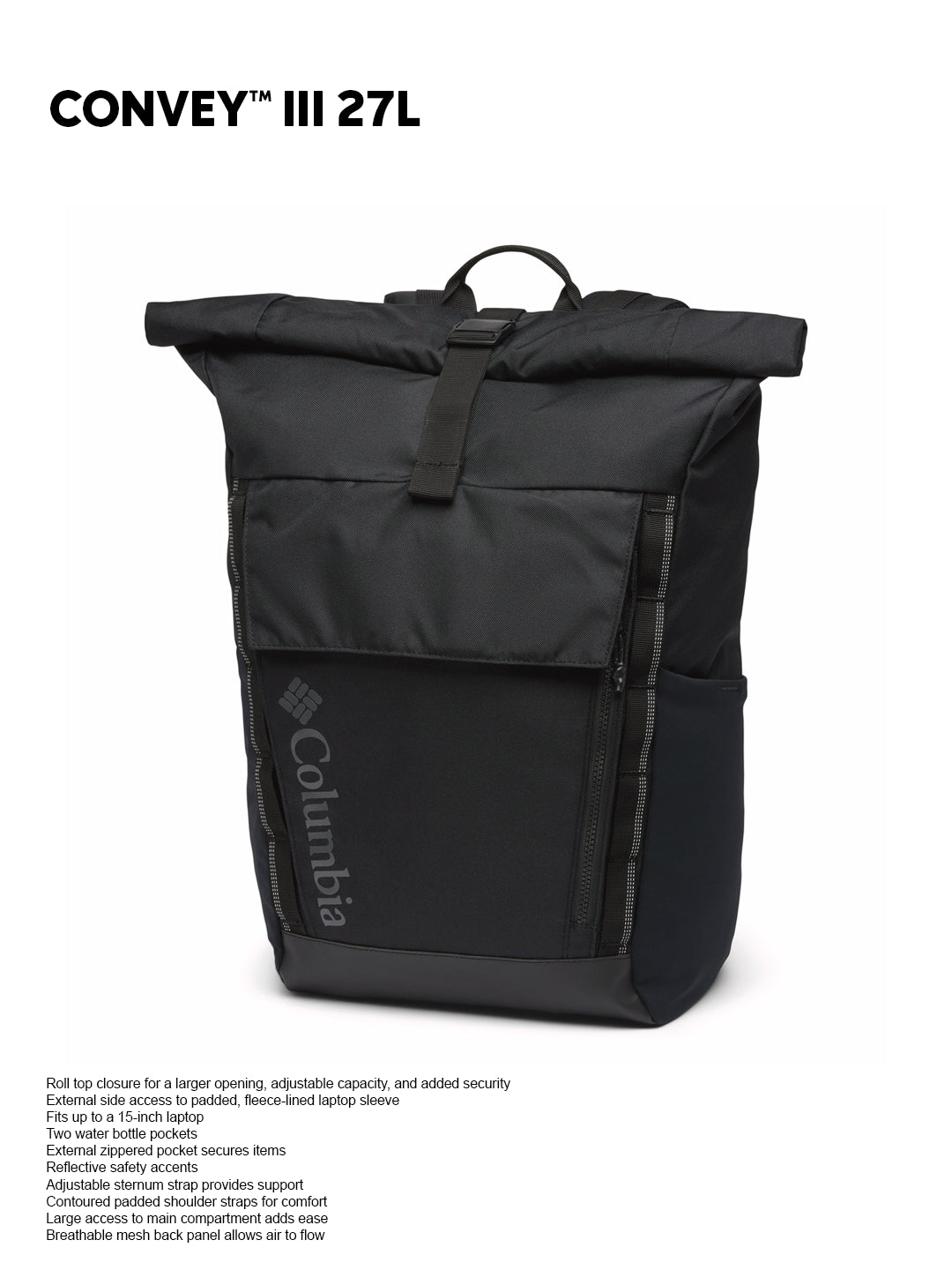 Columbia Unisex Black OmniShield Convey III Backpack