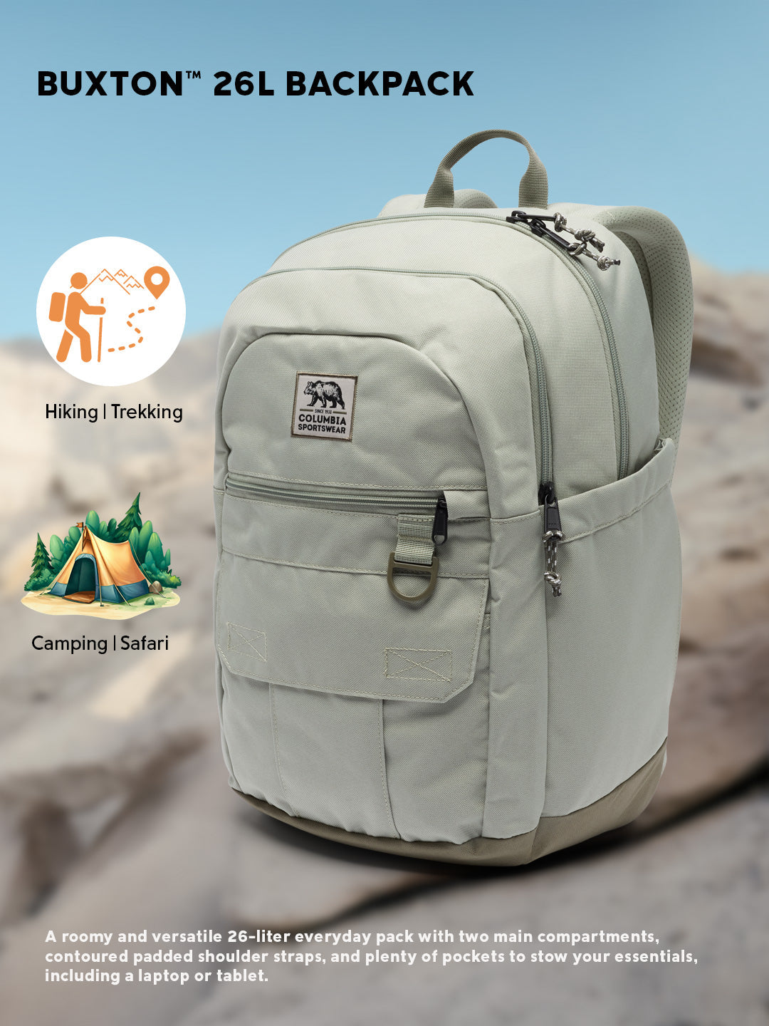 Columbia Unisex Green Buxton 26L Backpack