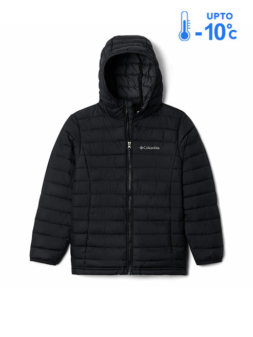 Columbia Kids Boys Black Omni-Heat Reflective Powder Lite Hooded Down Jacket