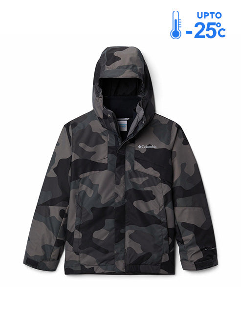 Columbia Kids Boys Black Omni-Heat Reflective Bugaboo II Fleece Hooded Interchange Jacket