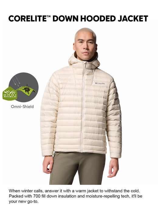 Columbia Men Beige Omni-Shield Corelite Hooded Down Jacket