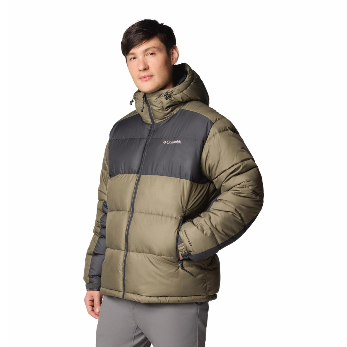 Columbia Men Olive Omni-Heat Reflective Pike Lake II Hooded Jacket