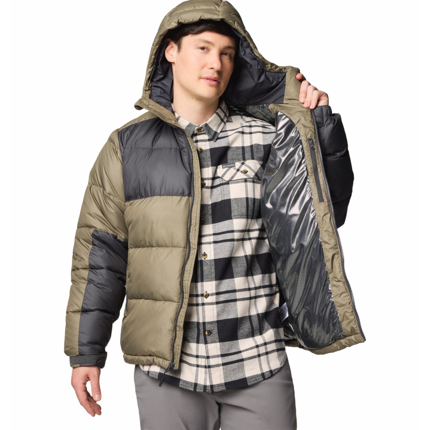Columbia Men Olive Omni-Heat Reflective Pike Lake II Hooded Jacket