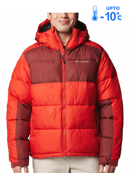 Columbia Men Red Omni-Heat Reflective Pike Lake II Hooded Down Jacket