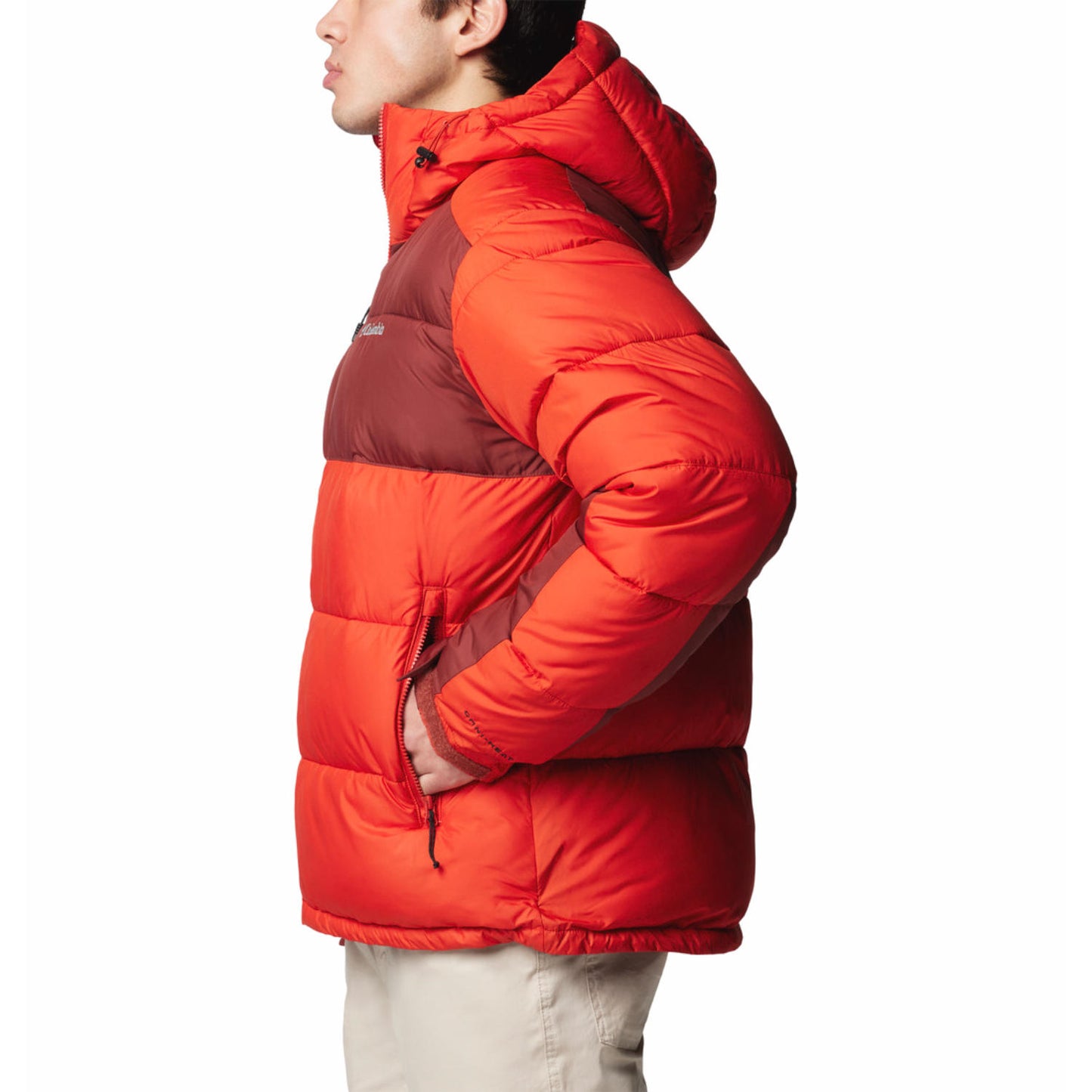 Columbia Men Red Omni-Heat Reflective Pike Lake II Hooded Down Jacket