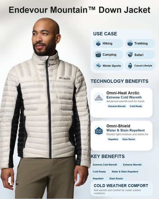 men beige omni heat arctic endevour mountain down jacket
