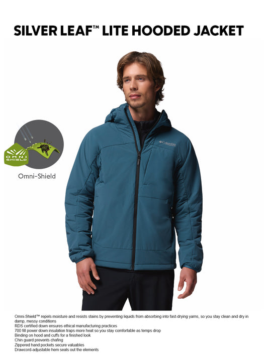 Columbia Men Blue Omni-Shield Silver Leaf Lite Hooded Down Jacket