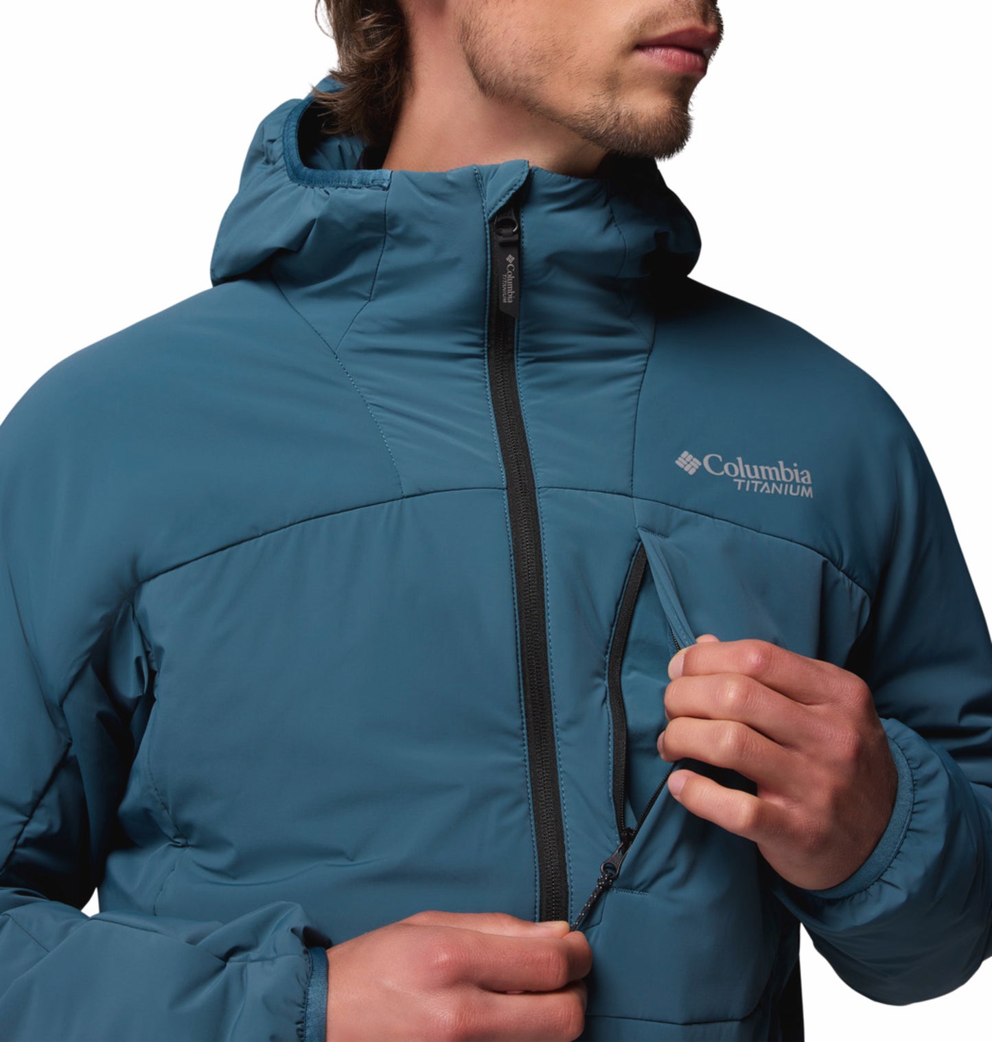 Columbia Men Blue Omni-Shield Silver Leaf Lite Hooded Down Jacket