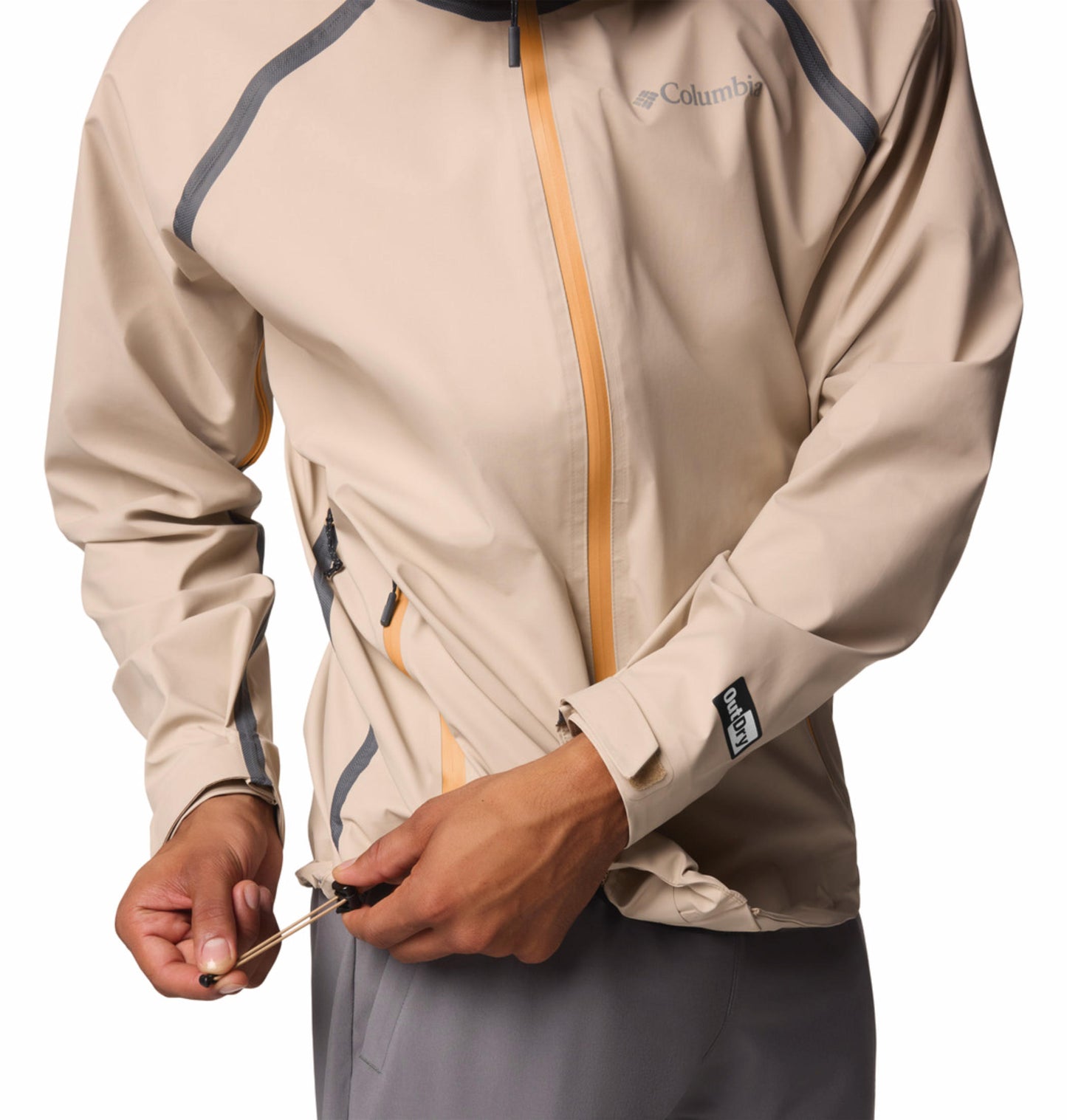 Columbia Mens Beige OutDry Extreme Reign No Shine Rain Jacket