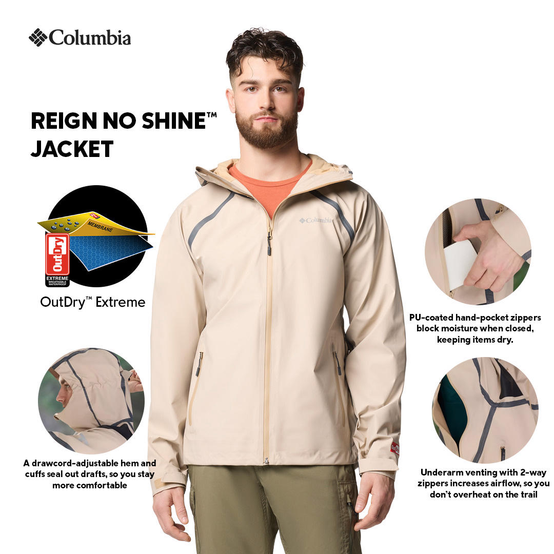Columbia Mens Beige OutDry Extreme Reign No Shine Rain Jacket