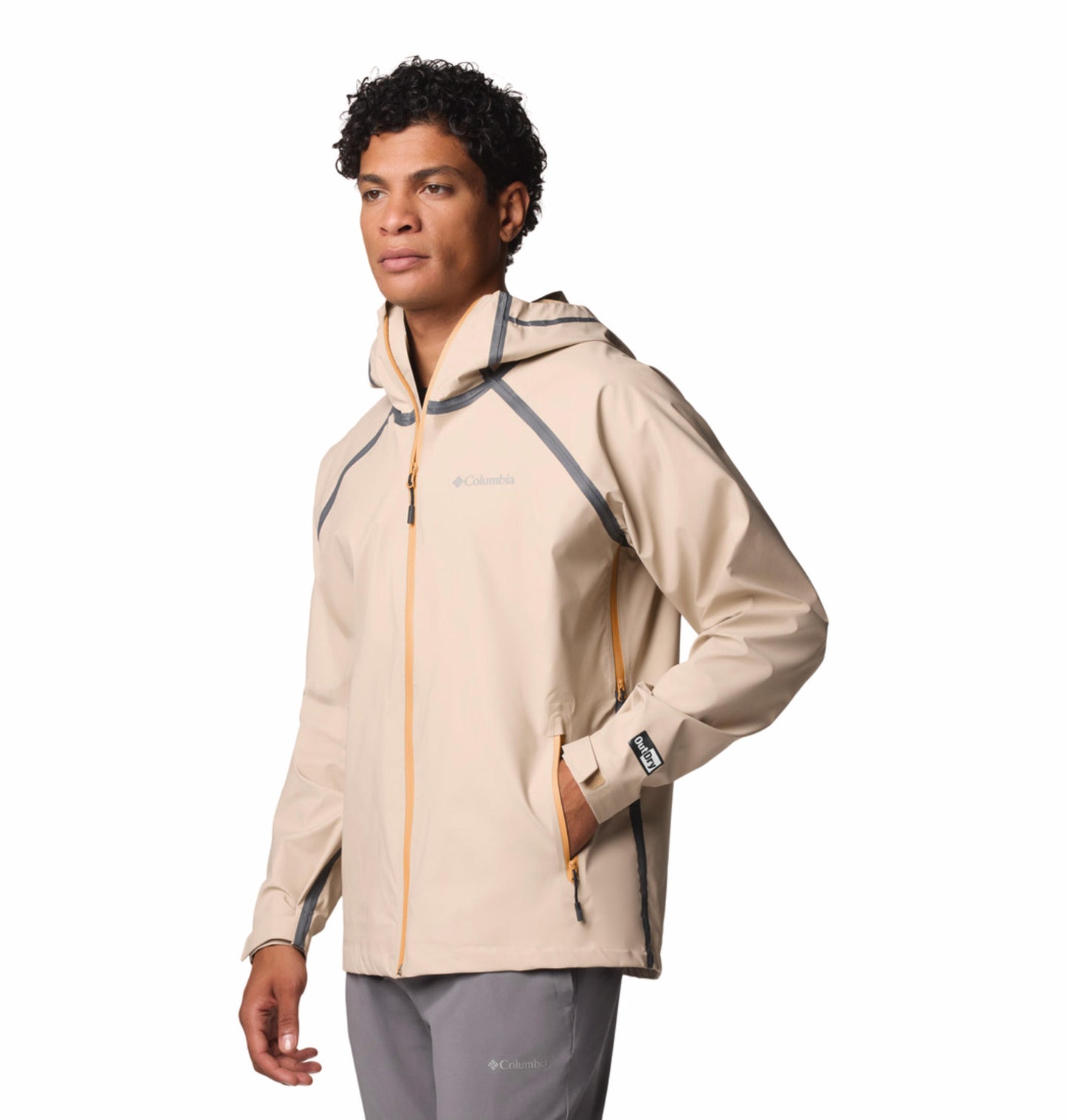 Columbia Mens Beige OutDry Extreme Reign No Shine Rain Jacket