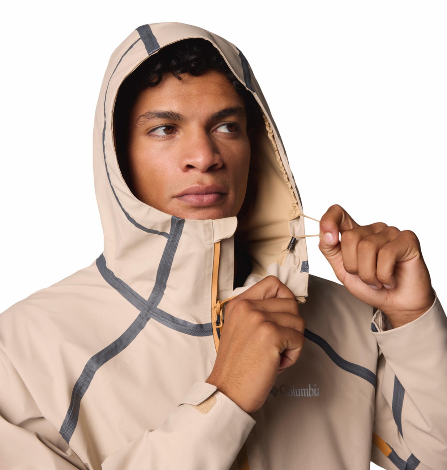 Columbia Mens Beige OutDry Extreme Reign No Shine Rain Jacket