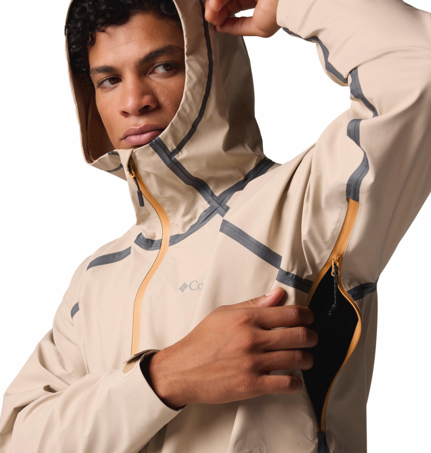 Columbia Mens Beige OutDry Extreme Reign No Shine Rain Jacket