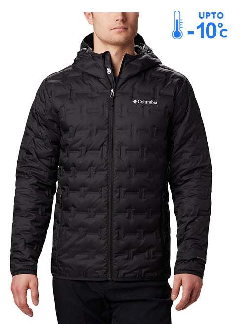 Columbia Men Black Omni-Heat Reflective Delta Ridge Hooded Down Jacket