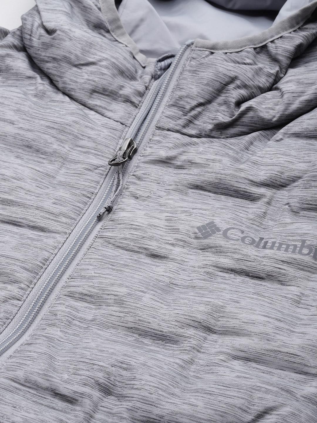 Columbia Men Grey Omni-Heat Reflective Delta Ridge Hooded Down Jacket