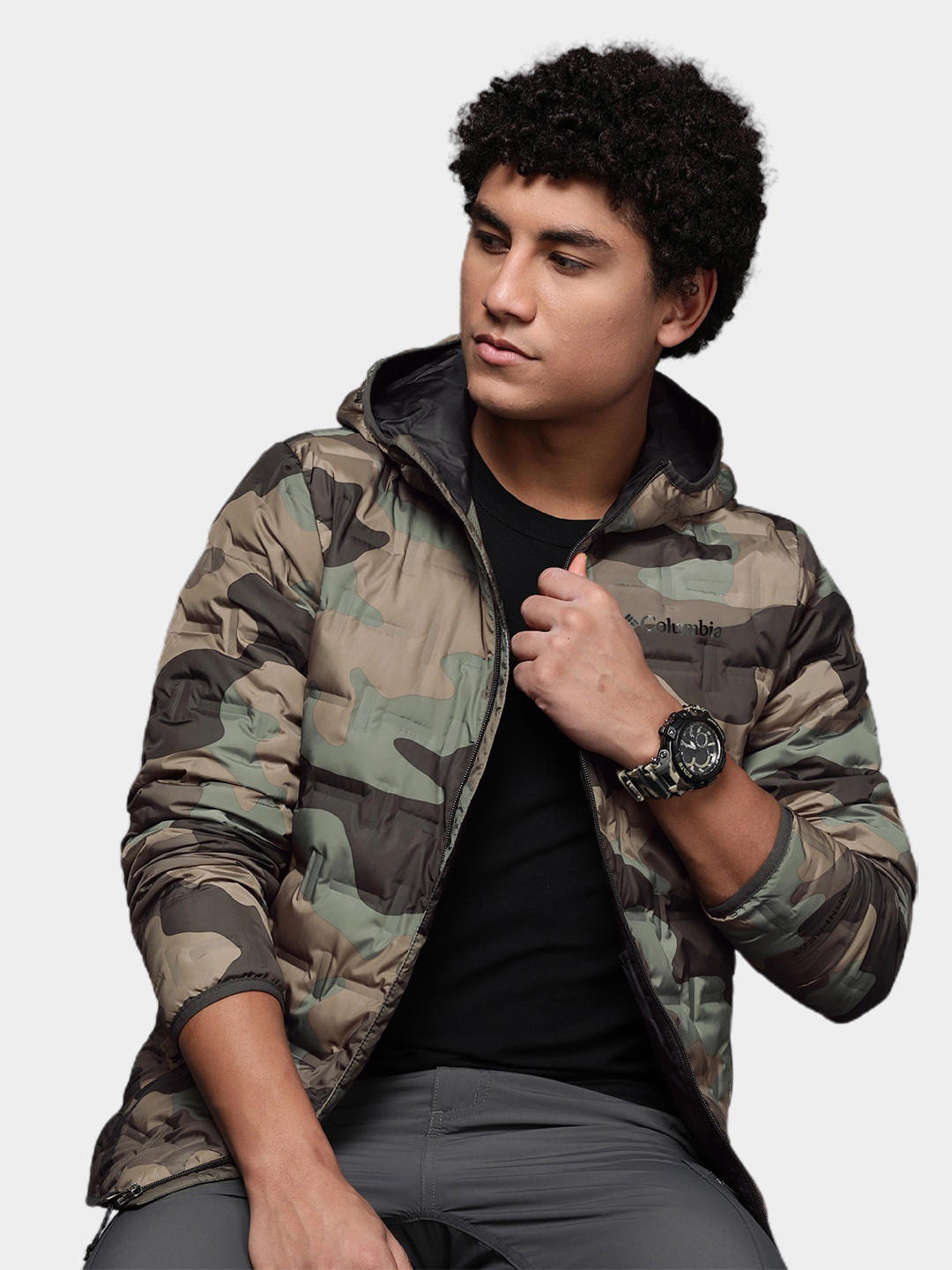 Columbia Men Green Delta Ridge Down Hooded Jacket