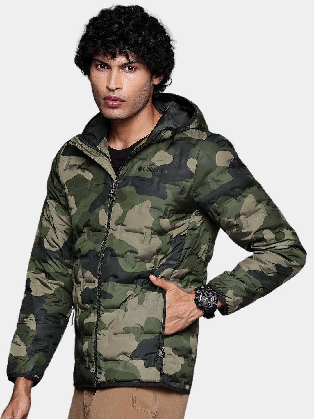 Columbia Men Green Delta Ridge Down Hooded Jacket
