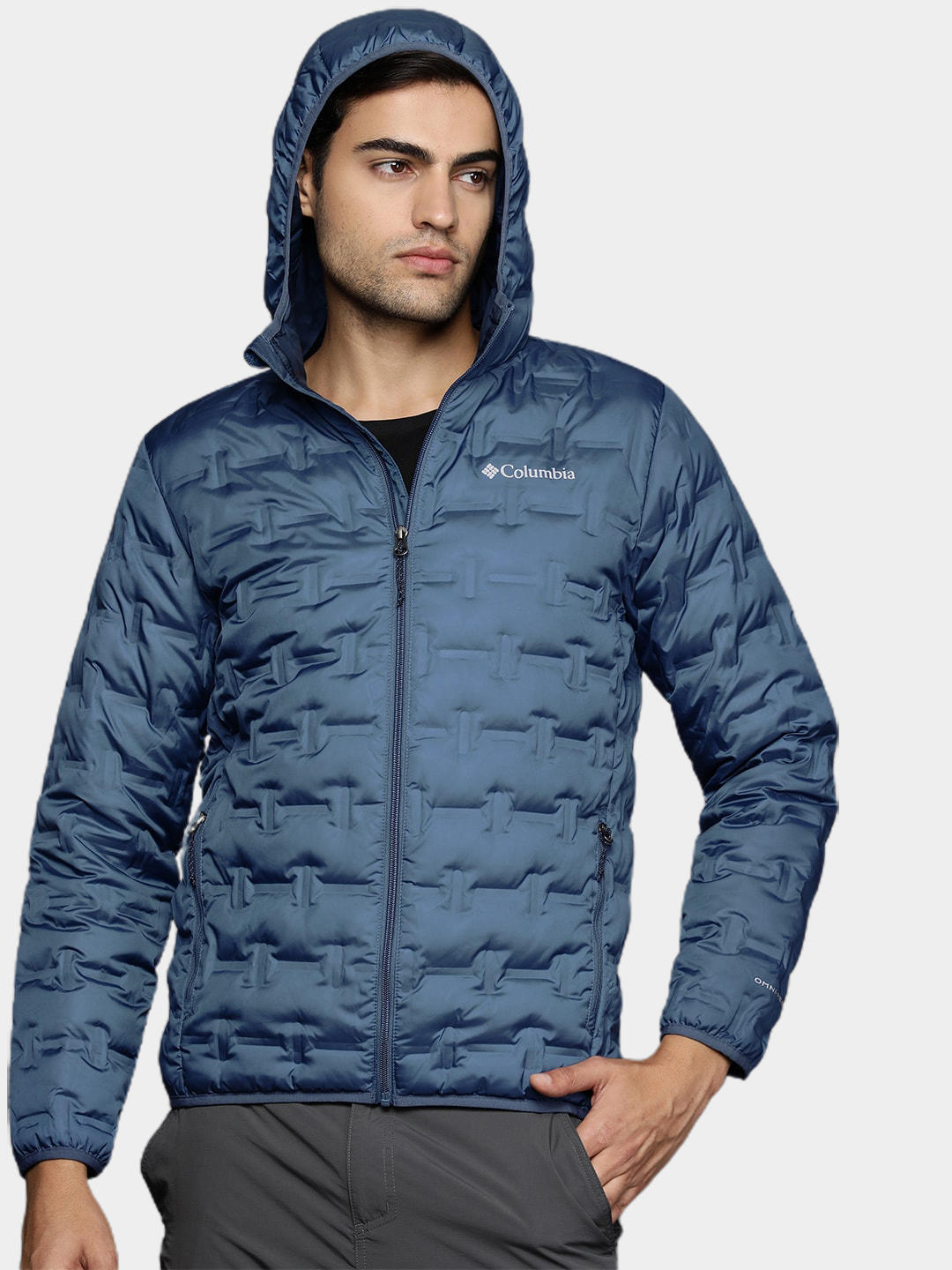 Columbia Men Navy Blue Delta Ridge Down Hooded Jacket