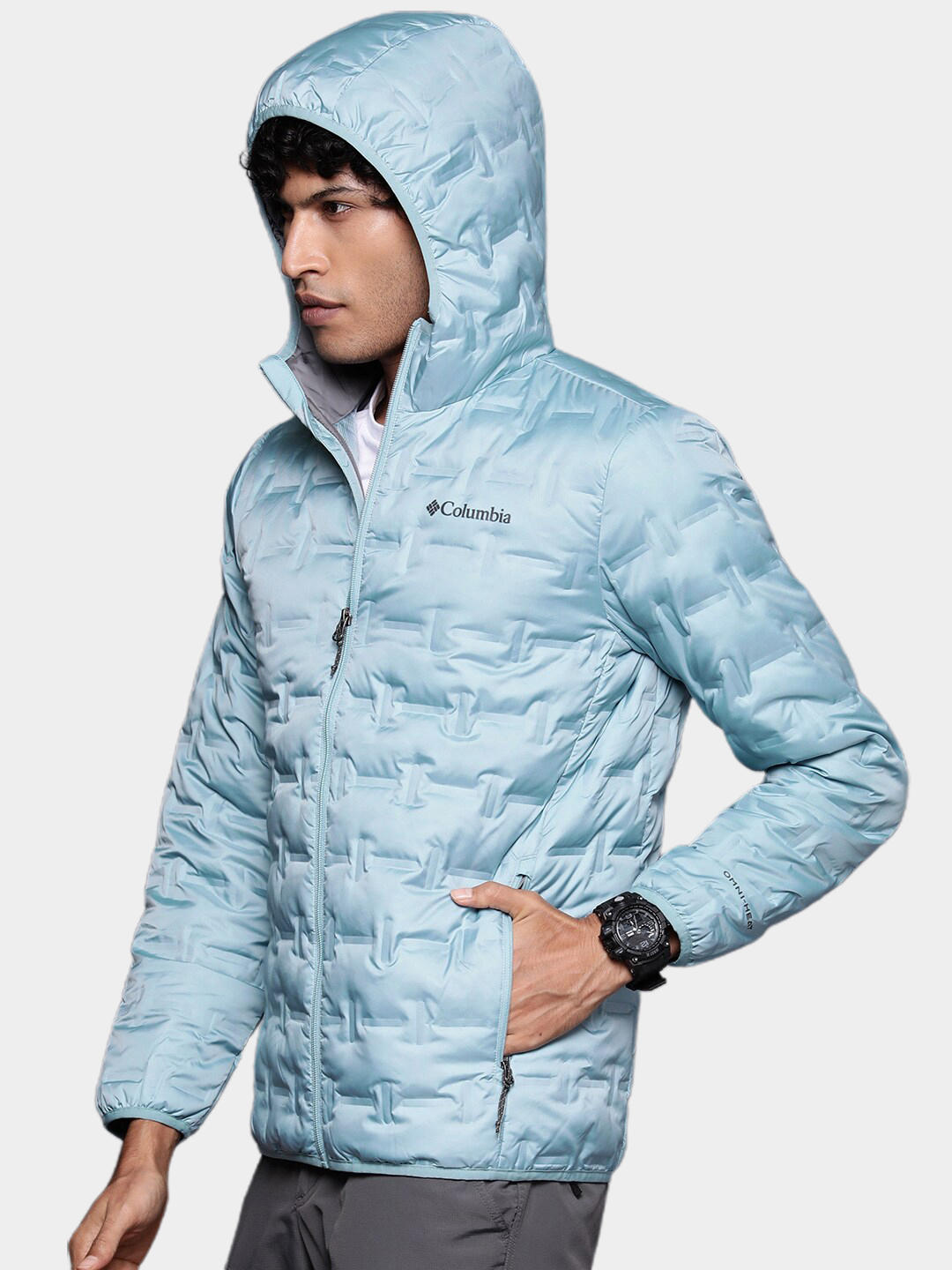 Columbia Men Blue Delta Ridge Down Hooded Jacket
