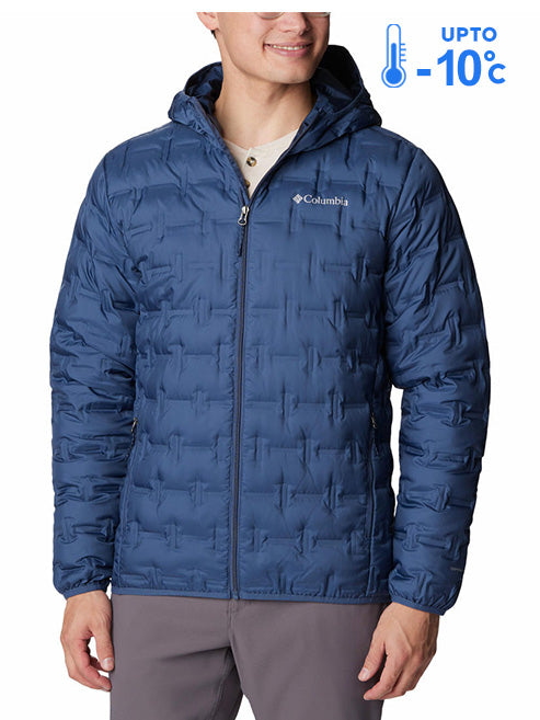 Columbia Men Blue Omni-Heat Reflective Delta Ridge Hooded Down Jacket