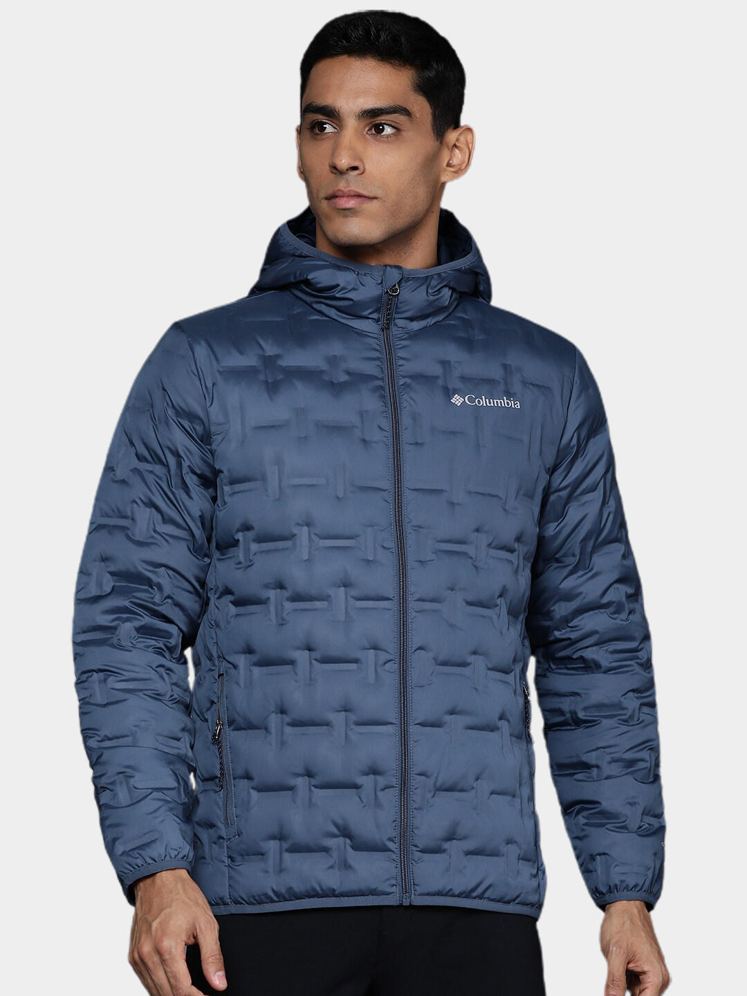 Columbia Men Navy Blue Delta Ridge Down Hooded Jacket