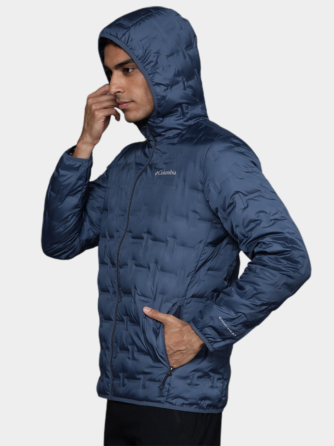 Columbia Men Navy Blue Delta Ridge Down Hooded Jacket