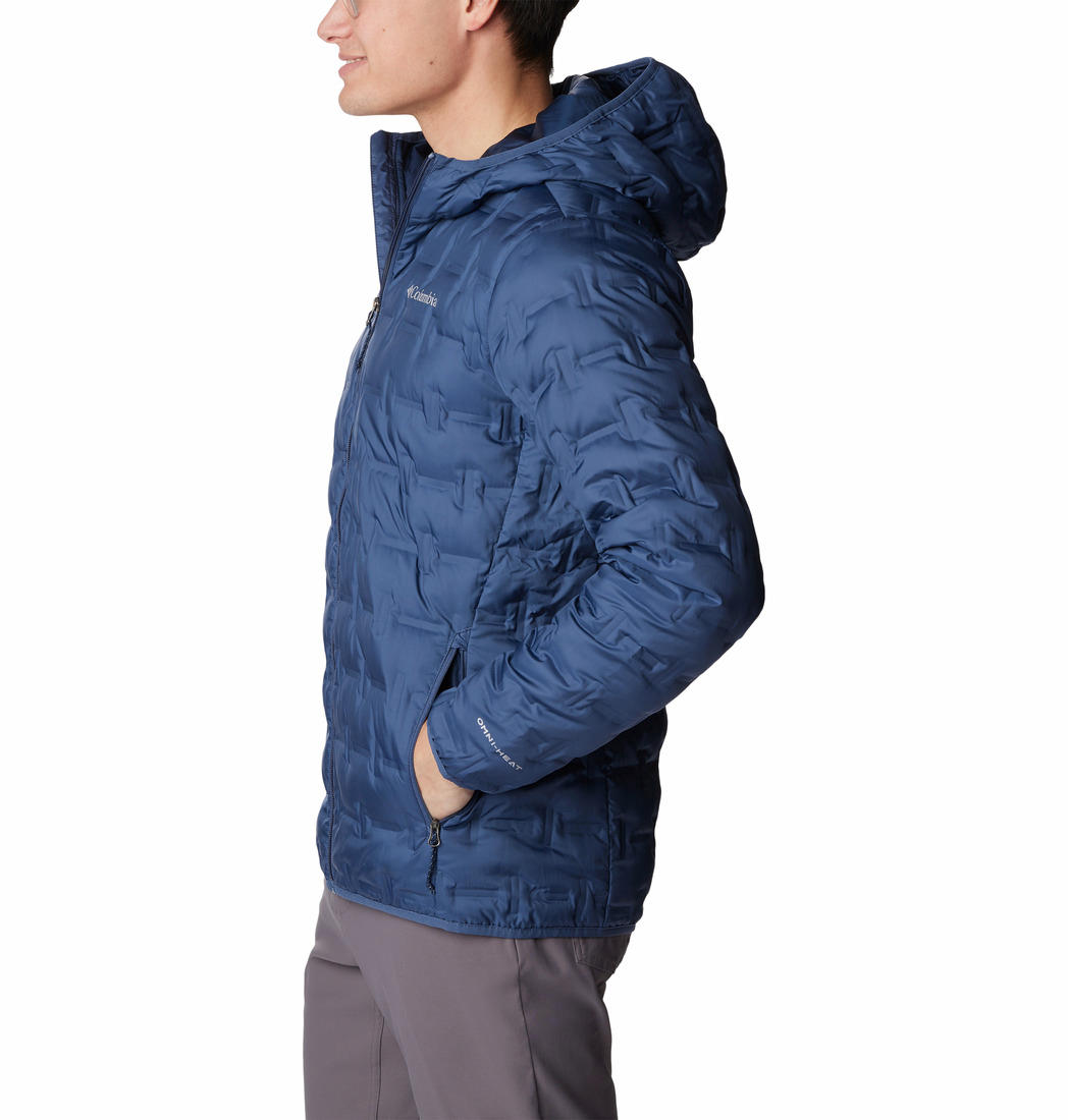 Columbia Men Navy Blue Delta Ridge Down Hooded Jacket