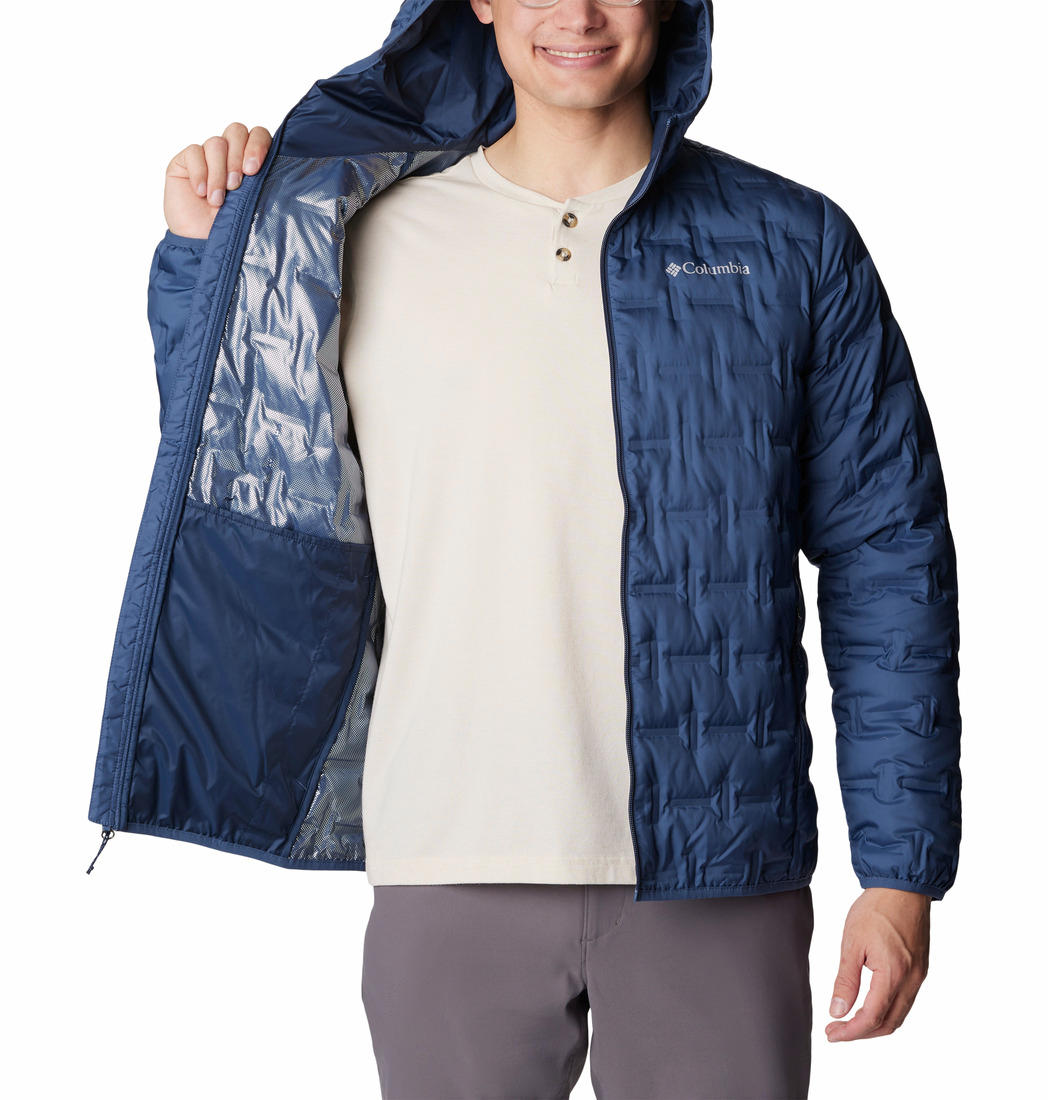 Columbia Men Navy Blue Delta Ridge Down Hooded Jacket