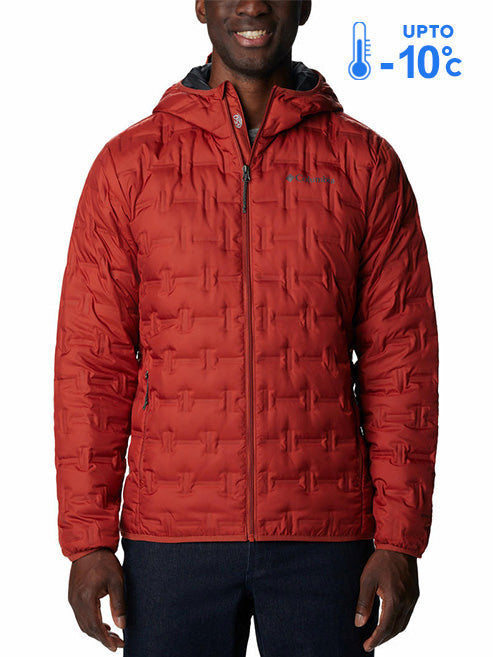 Columbia Men Red Omni-Heat Reflective Delta Ridge Hooded Down Jacket